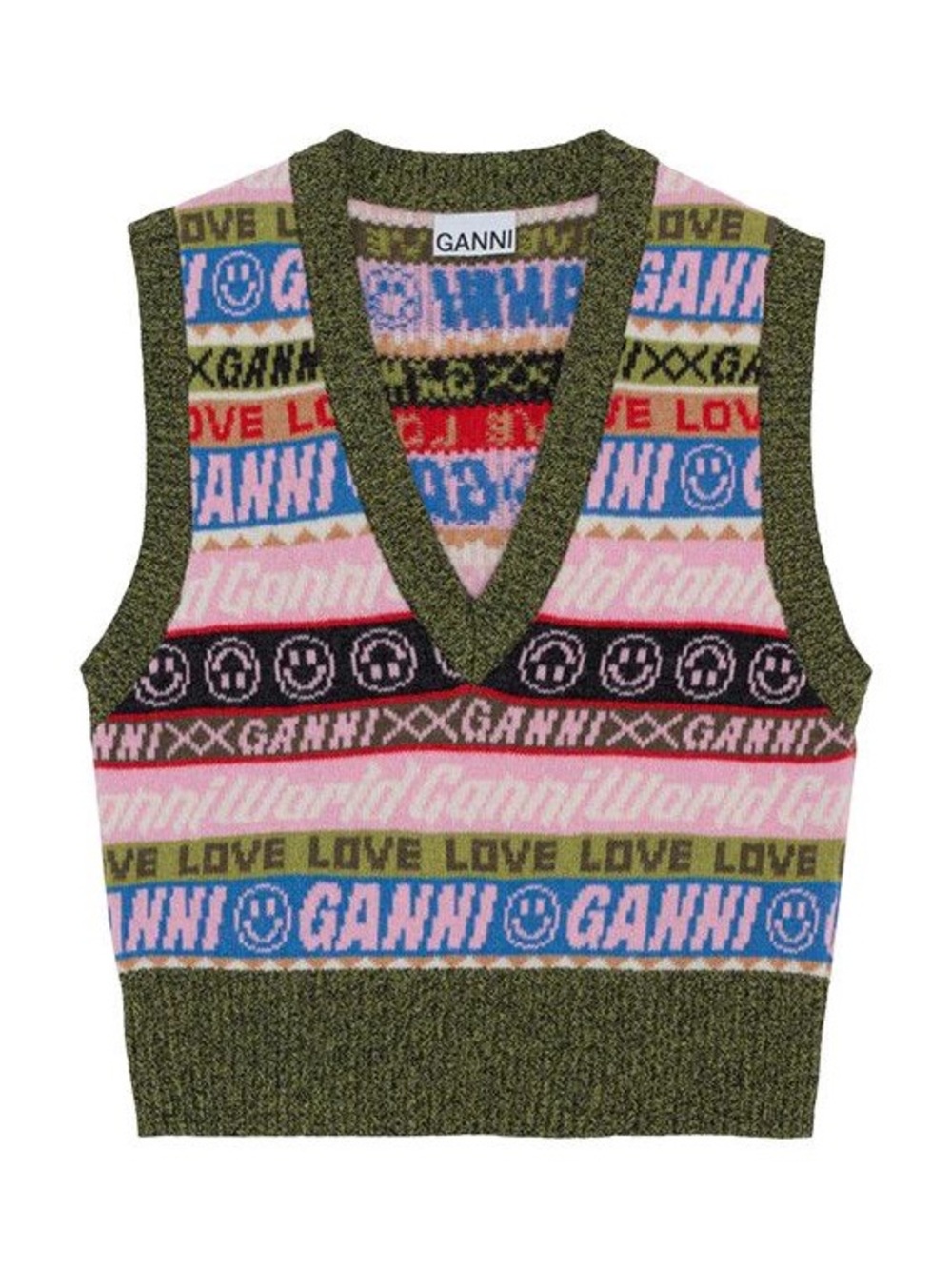 GANNI Graphic V Neck Vest ‘Mulitcolor’